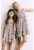 Rochie de seara din bumbac cu model floral – Roz prafuit –