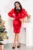 Rochie de seara din catifea rosie cu guler pretios