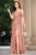 Rochie de seara din paiete roz Cecilia cu trena pe o parte