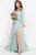 Rochie de seara eleganta Gabriella mint cu drapaje si floare 3D