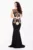 Rochie de seara eleganta lunga Bekky neagra cu model din paiete aurii