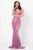 Rochie de seara eleganta lunga lila Anelisse tip sirena cu flori de cires brodate