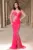 Rochie de seara eleganta lunga roz Anelisse tip sirena cu flori brodate