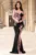 Rochie de seara eleganta neagra Anelisse tip sirena cu flori de cires brodate