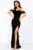 Rochie de seara eleganta neagra Casiana decorata cu frunze 3D si fulgi