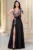 Rochie de seara eleganta neagra Edena cu aplicatii florale brodate