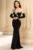 Rochie de seara eleganta neagra Lorenza cu aplicatii pretioase argintii