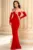 Rochie de seara eleganta rosie Lorenza cu aplicatii pretioase argintii