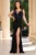Rochie de seara eleganta tip sirena Theo decorata cu pene albastre