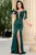 Rochie de seara eleganta verde Audrey cu bust brodat si funde decorative