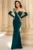 Rochie de seara eleganta verde Lorenza cu aplicatii pretioase argintii