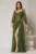 Rochie de seara kaki din dantela cu decolteu tip corset