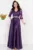 Rochie de seara lunga Giorgia mov din tafta cu maneci brodate