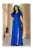 Rochie de seara lunga albastra Carmen cu maneci fluture