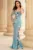 Rochie de seara lunga mint Anelisse cu flori delicate si margele decorative