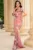 Rochie de seara lunga roz Anelisse cu flori delicate si margele decorative