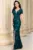 Rochie de seara lunga verde Severina cu flori in relief