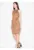Rochie de seara maro – imitatie piele de caprioara – decupaje talie – elastan 5%