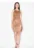 Rochie de seara maro – piele intoarsa – decolteu adanc – cu colier bijuterii