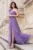 Rochie de seara mov lunga Clio din tulle brodat cu floare 3D pe umar