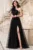 Rochie de seara neagra Clio din tulle brodat cu floare 3D pe umar si strassuri