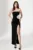 Rochie de seara neagra Teodora cu floare alba 3D si margele aplicate