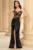 Rochie de seara neagra Vanessa cu fusta din tafta si bust brodat