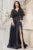 Rochie de seara neagra eleganta Fausta cu maneci fluture si pliseuri