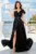 Rochie de seara neagra eleganta lunga Ellis cu funda pe umar