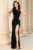 Rochie de seara neagra lunga Amelia cu flori 3D si paiete