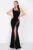 Rochie de seara neagra lunga Florence decorata cu pietre sclipitoare