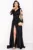 Rochie de seara neagra lunga Julianne cu broderie aplicata si trena detasabila