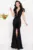 Rochie de seara neagra lunga Salome decorata cu pene