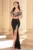 Rochie de seara neagra tip sirena Lillith brodata cu paiete