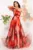 Rochie de seara pretioasa Carolina orange cu model tip pictura