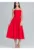Rochie de seara rosie – cu corset si volane – din poliester si viscoza