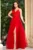 Rochie de seara rosie din tulle Minerva cu flori 3D
