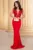 Rochie de seara rosie tip sirena Carola decorata cu paiete