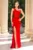 Rochie de seara rosie tip sirena cu insertie din paiete