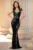 Rochie de seara tip sirena Fabrizia cu flori rosii brodate