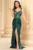 Rochie de seara verde Vanessa cu fusta din tafta si bust brodat