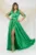 Rochie de seara verde lunga Pretty Girl cu banda din perle