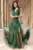Rochie de seara verde lunga Tereza cu imprimeu tip pictura