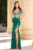 Rochie de seara verde tip sirena Lillith brodata cu paiete