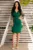 Rochie de soacra Andia verde din tafta cu model paietat