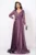 Rochie de soacra Marilyn mov lunga cu fronseuri si maneci pretioase brodate
