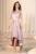 Rochie de soacra rose cu flori 3D si pliseuri