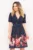 Rochie de vara bleumarin Rubi cu buline si imprimeu floral By InPuff