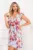 Rochie de vara petrecuta InPuff bleu cu volane si flori de magnolie