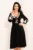 Rochie de zi in clos cu broderie florala ecru si dantela aplicata